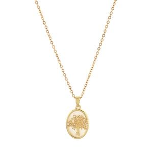 Tree & MOP Oval Pendant Necklace